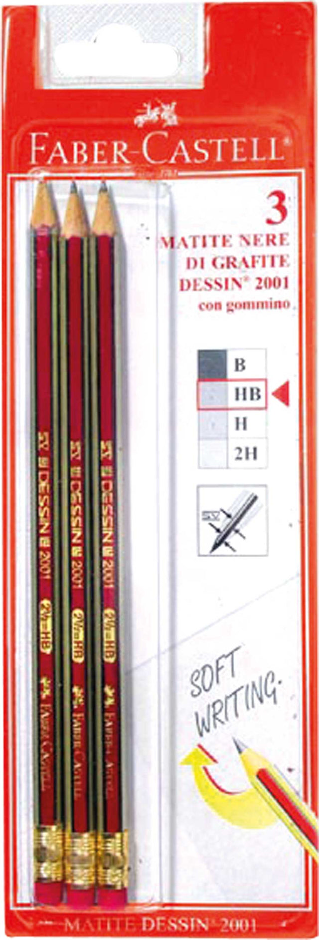 faber castell matite grafite goldfaber con gomma hb set 3pz ean 4005404002724