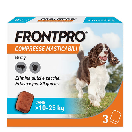 frontline antiparassitario frontline frontpro cani 10 25 kg 3 compresse ean 4064951004704