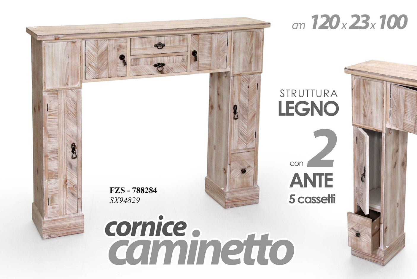 gicos cornice camino in legno effetto shabby 120x23x100 cm ean 8025569788284