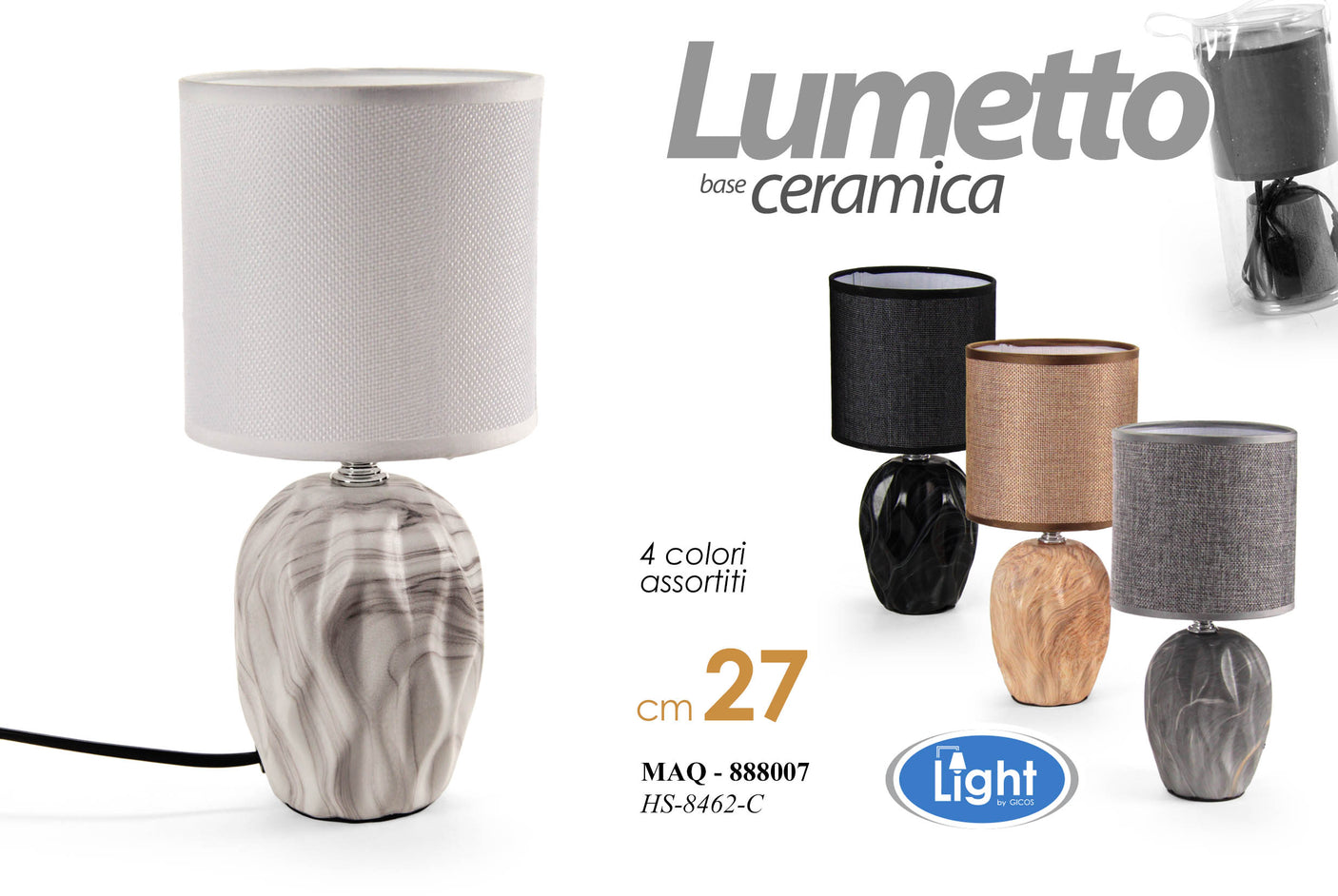gicos lampada abat jour 13x27cm ceramica colori assortit ean 8025569888007