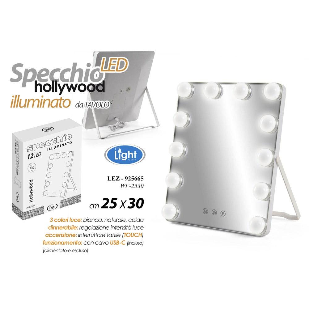 gicos specchio led hollywood 25x30 cm ean 8025569925665