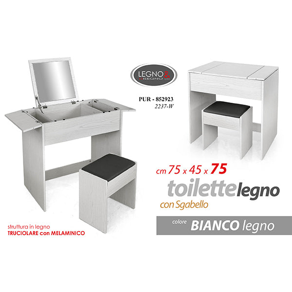 gicos toilette con specchio e sgabello bianco 75x45x75cm ean 8025569852923