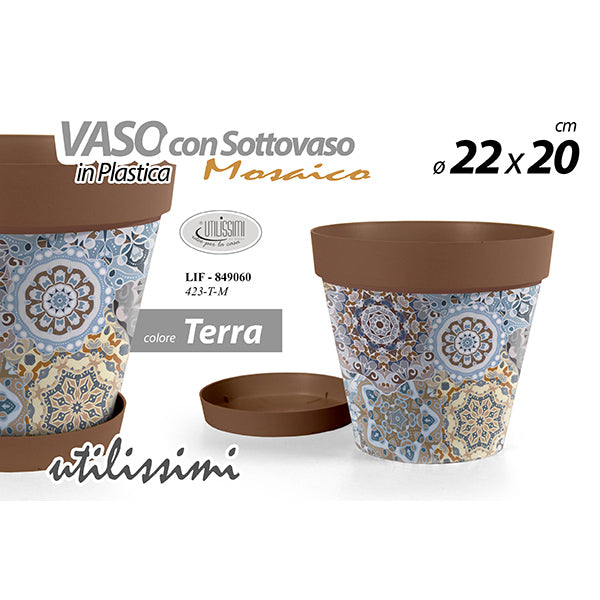 gicos vaso plastica terracotta mosaico 22x20cm ean 8025569849060