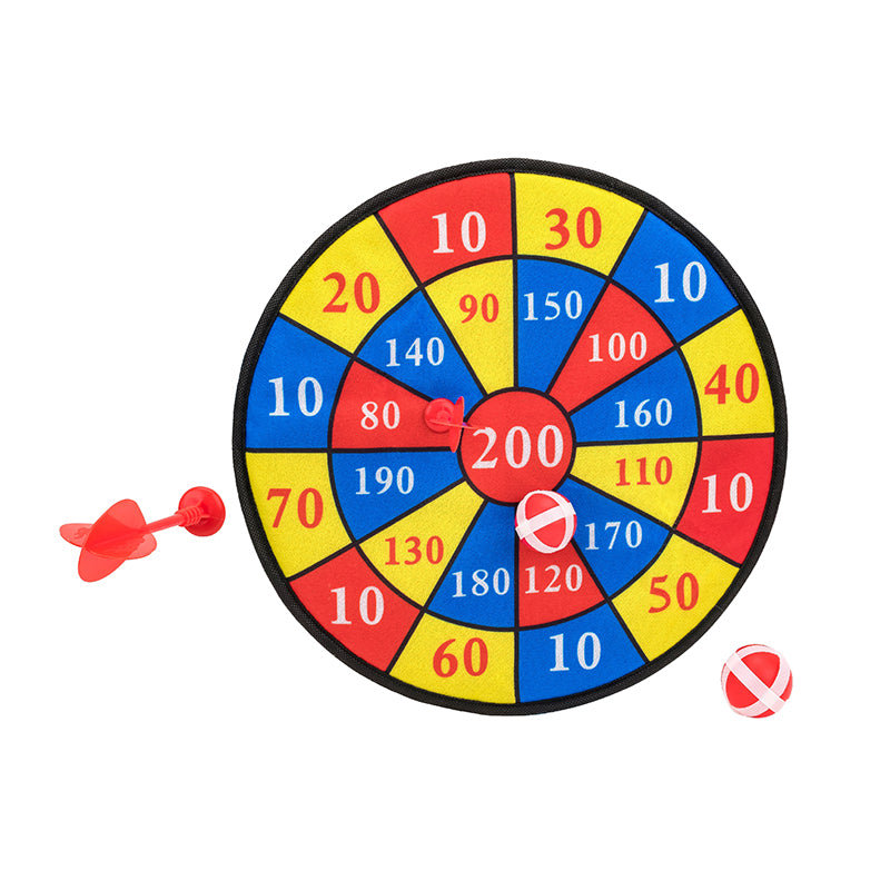 immagine-1-globo-bersaglio-stoffa-35cm-con-due-palline-e-freccette-ean-8014966408673