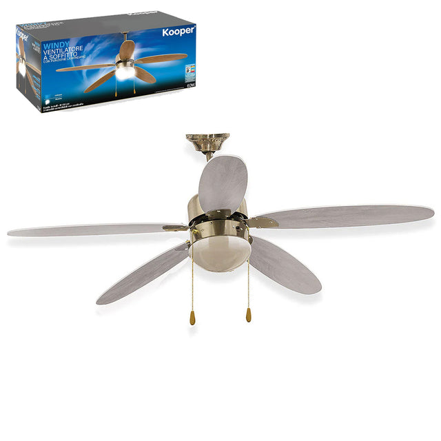 kooper ventilatore soffitto acciaio 130cm con 5 pale rovere ean 8056159017439