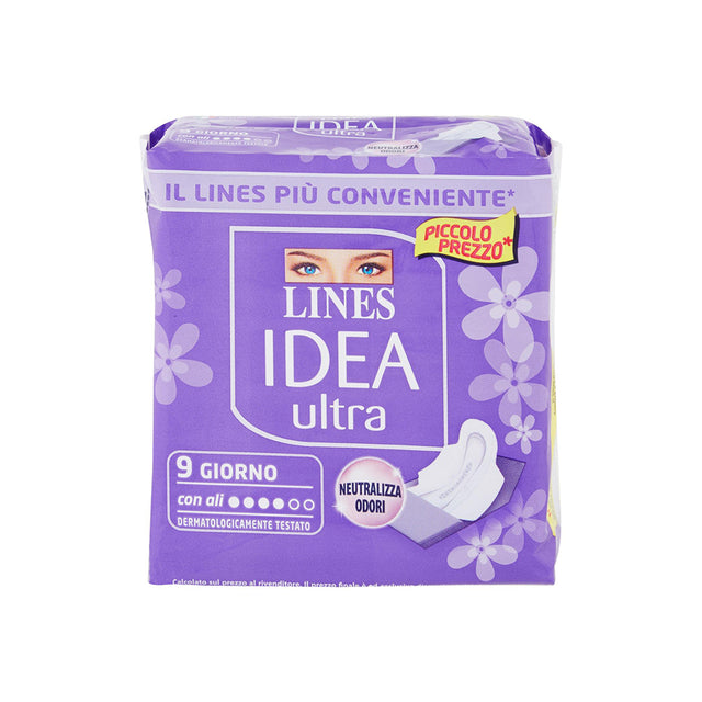immagine-1-lines-assorbenti-idea-ultra-9-pz-giorno-cali-lines-ean-8001480401556