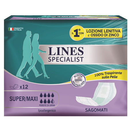 immagine-1-lines-assorbenti-sagomato-12pz-normale-specialist-lines-ean-8001480500570