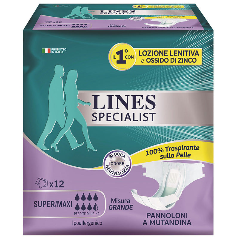 immagine-1-lines-pannolone-mutandina-12pz-specialist-grande-lines-ean-8001480500617