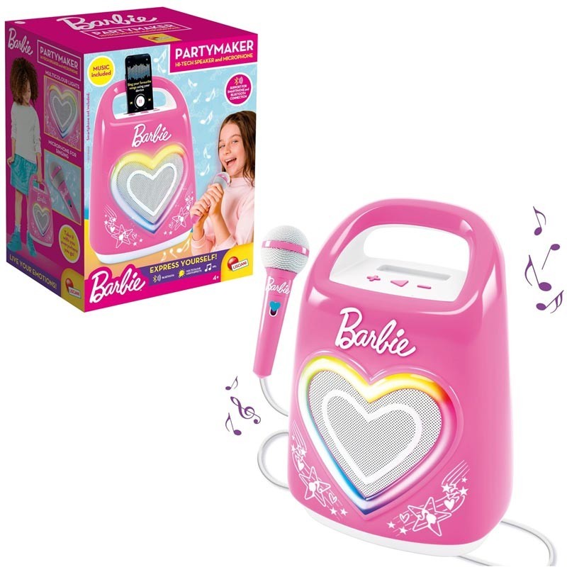 lisciani barbie partymaker cassa karaoke con microfono ean 8008324104475