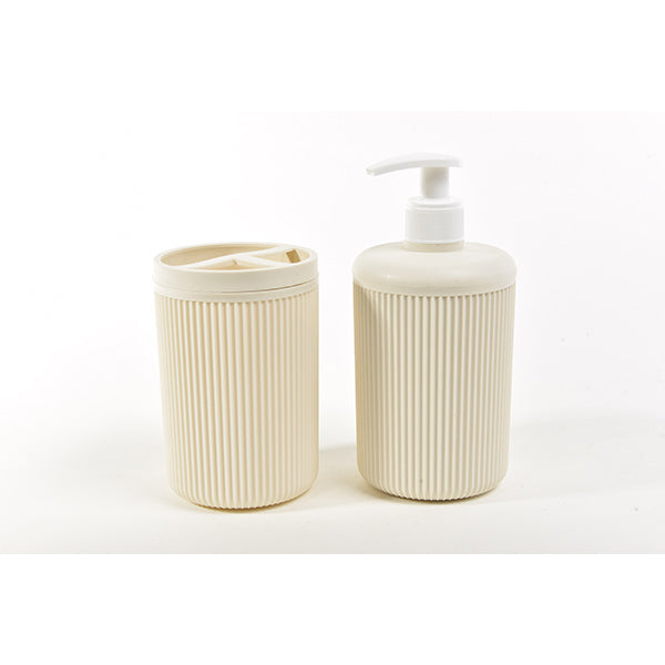 mercury set da bagno in plastica 2 pezzi beige 19x9x18cm ean 8034052727464