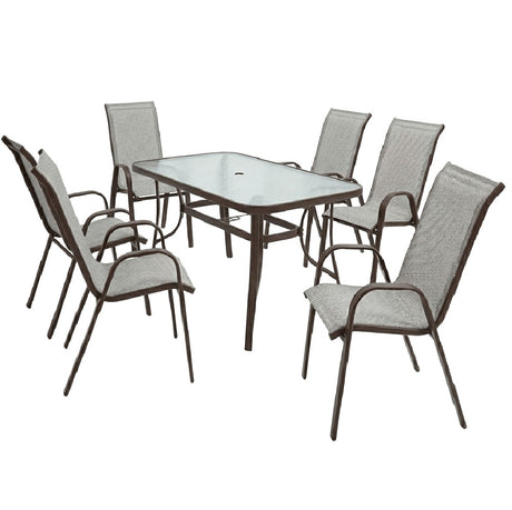 mirada set tavolo steel 6 sedie beigemarrone ean 8051944711974