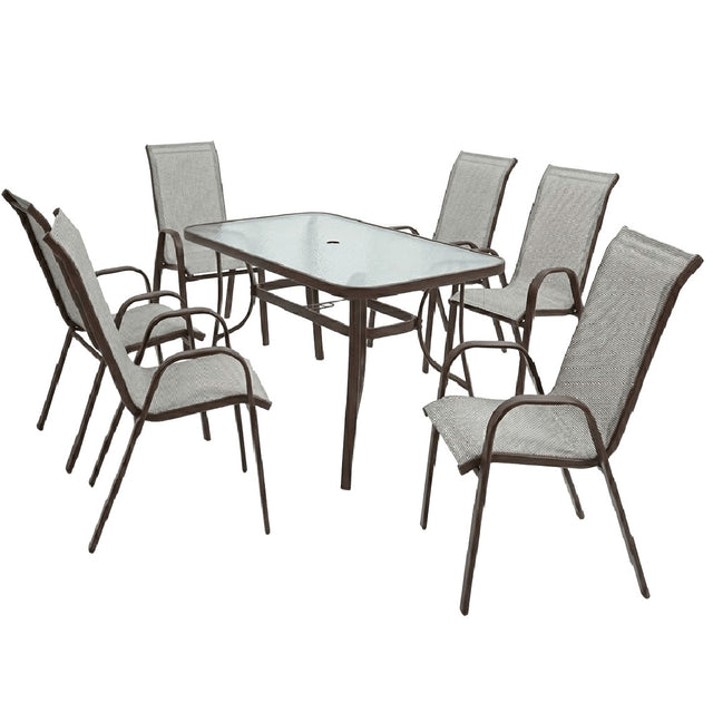 mirada set tavolo steel 6 sedie beigemarrone ean 8051944711974