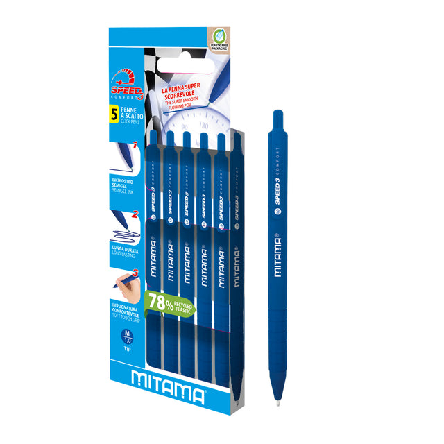 mitama penne mitama a scatto speed 3 pacco 5 pz blu ean 8026624629979