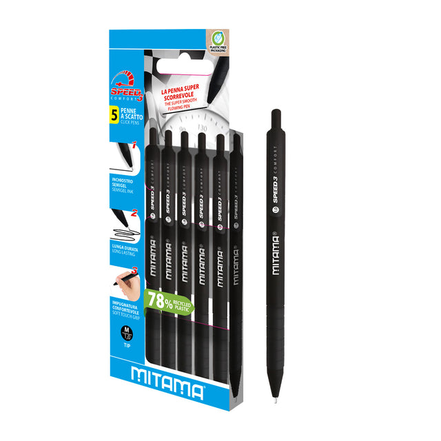 mitama penne mitama a scatto speed 3 pacco 5 pz nere ean 8026624629986