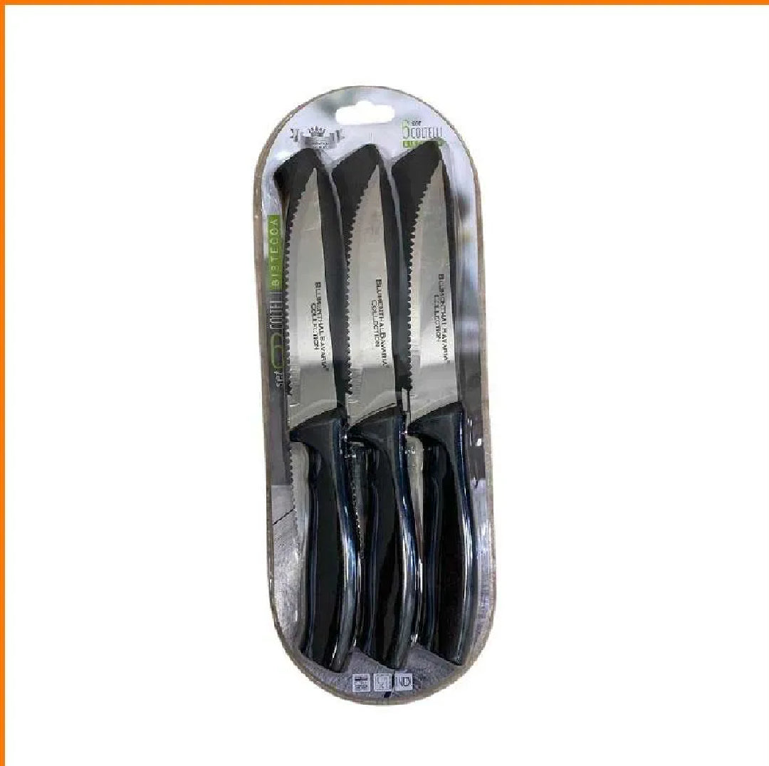 nbr coltelli da bistecca nero set 6 pezzi ean 8032591303811