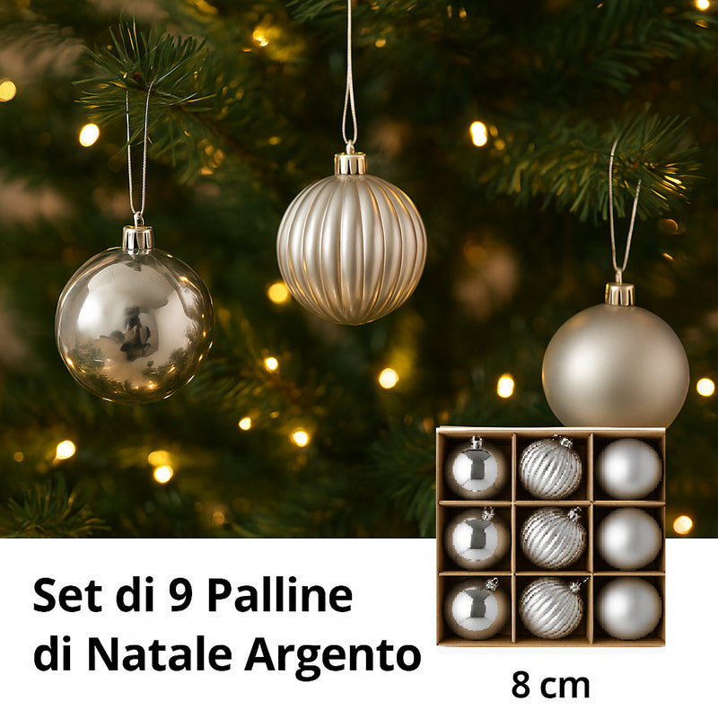 nbr pallina di natale argento 8 cm conf 9pz 3 decori ean 9972016912145