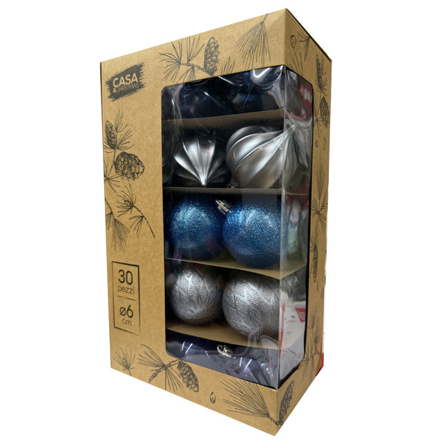 nbr pallina di natale blu e argento 6 cm conf 30pz ean 8027458189134