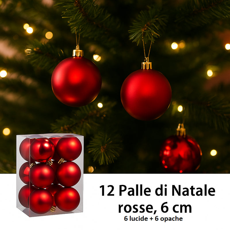 nbr pallina di natale rossa 6 cm conf 12pz 2 decori ean 9972016912107