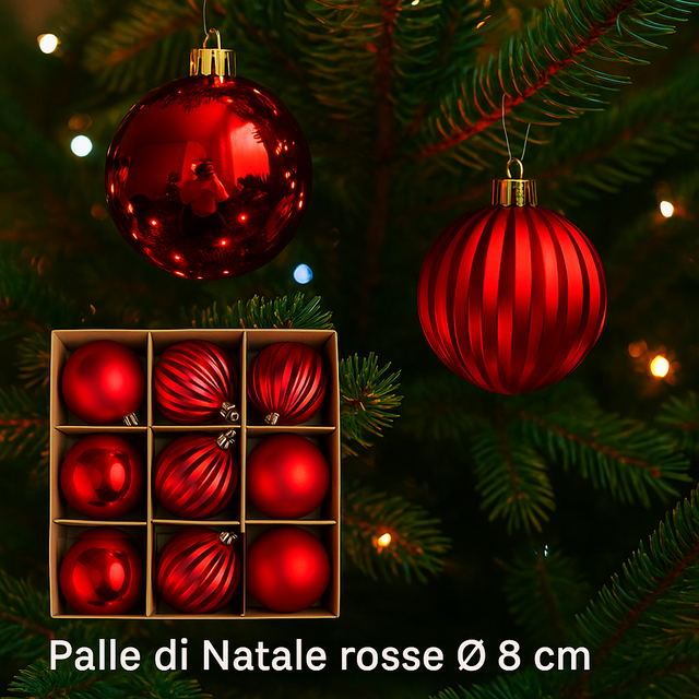nbr pallina di natale rossa 8 cm conf 9pz 3 decori ean 9972016912121