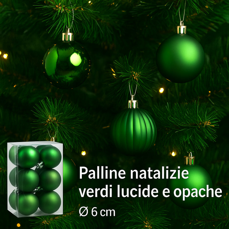 nbr pallina di natale verde 6 cm conf 12pz 2 decori ean 9972016912084