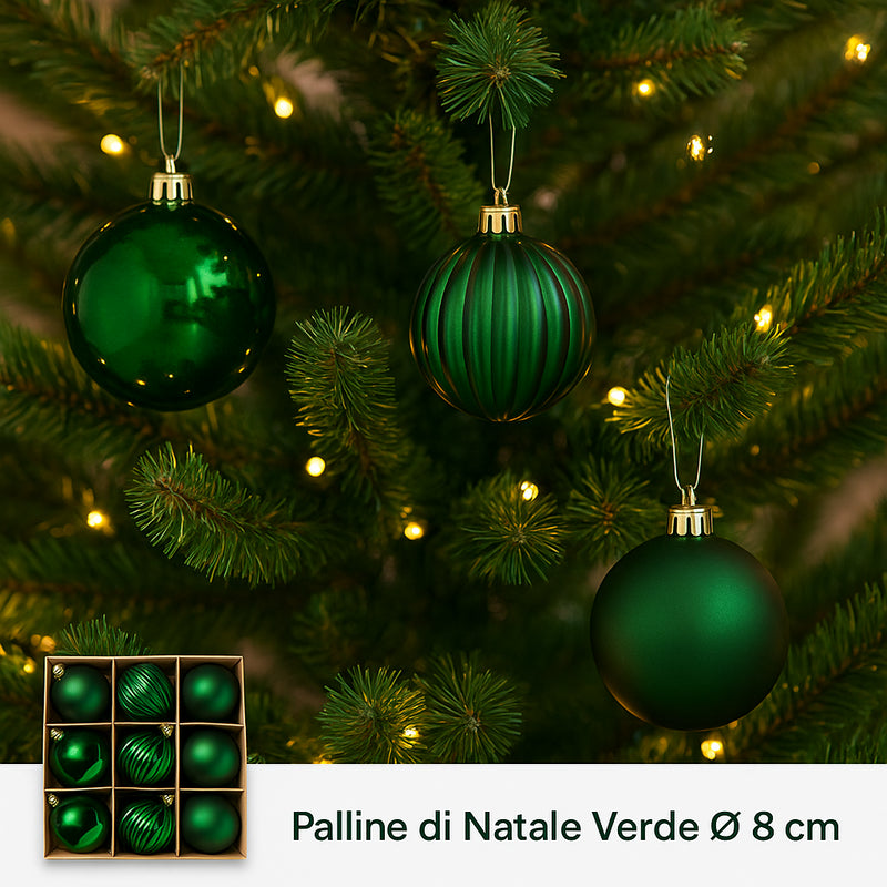 nbr pallina di natale verde 8 cm conf 9pz 3 decori ean 9972016912152