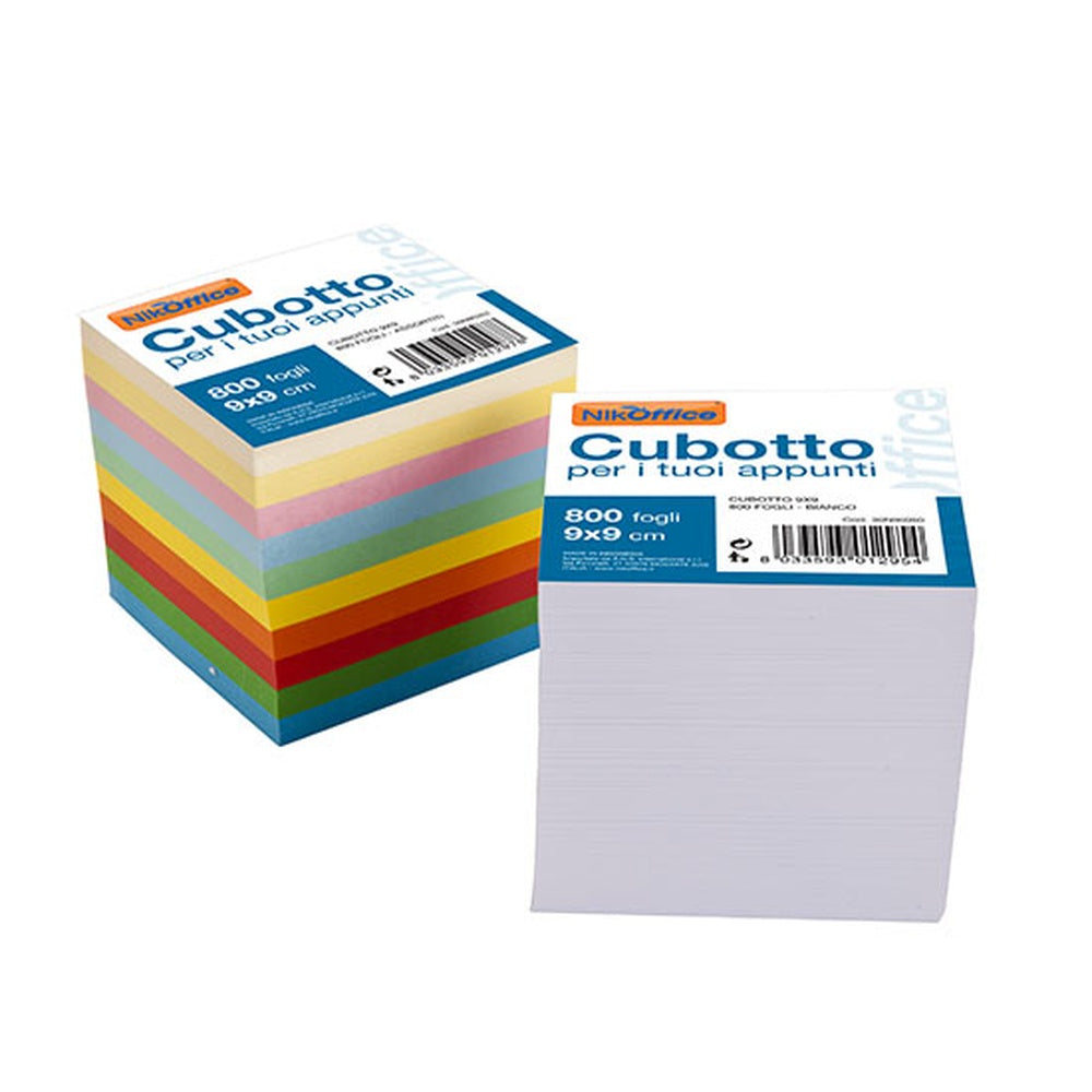 nikoffice cubotto di carta 800 fogli colorati 9x9 cm ean 8033593012978