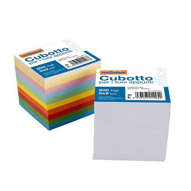 nikoffice cubotto di carta 800 fogli colorati 9x9 cm ean 8033593012978