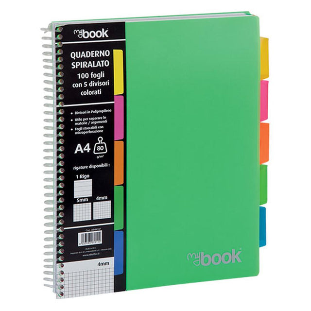 nikoffice maxi quaderno spiralato a4 con divisori 100 ff 1r ean 8051818022281