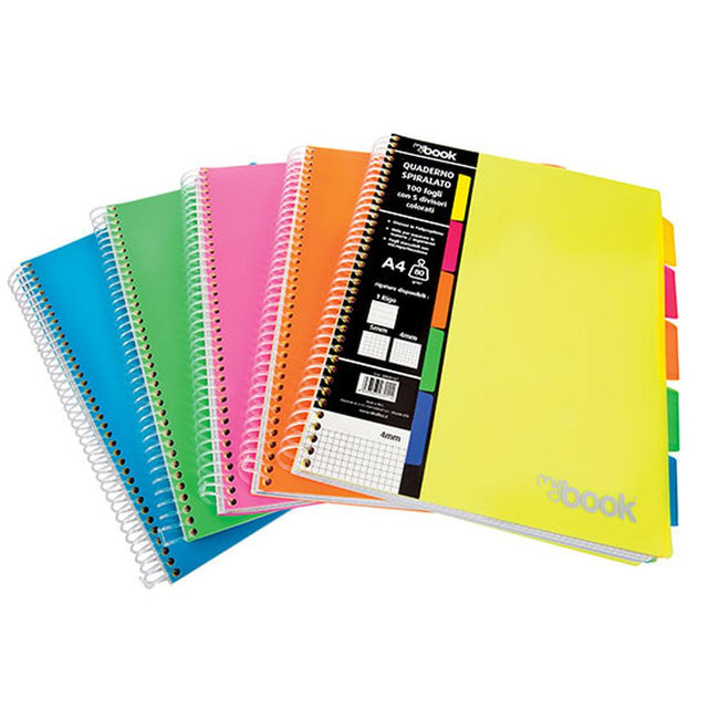 nikoffice maxi quaderno spiralato a4 con divisori 100ff 4 mm ean 8051818022342