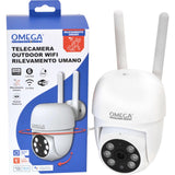 omega telecamera smart wifi esterno fhd 1080p ip65 bianca ean 8055384195547