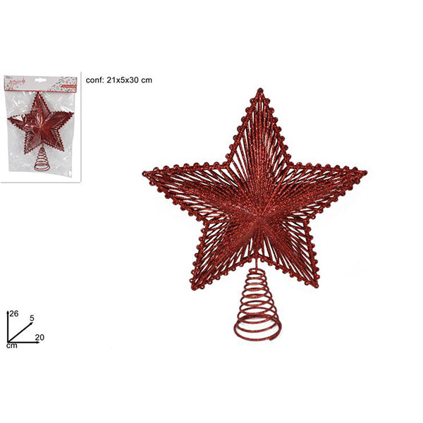 orizzonte christmas puntale stella metallo glitterata rossa ean 8033113640025