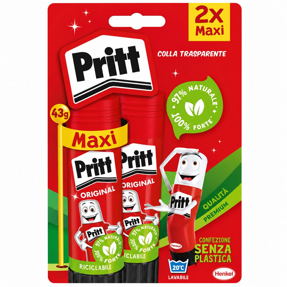 pritt colla pritt a stick confezione maxi 2 pz x 43 gr ean 4015000416931