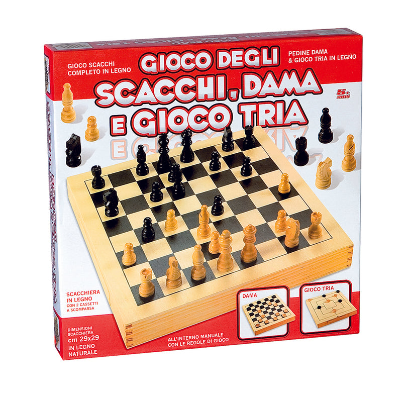 ronchi gioco scacchi dama tria 29x29 legno 8223 ronchi ean 8004817082237