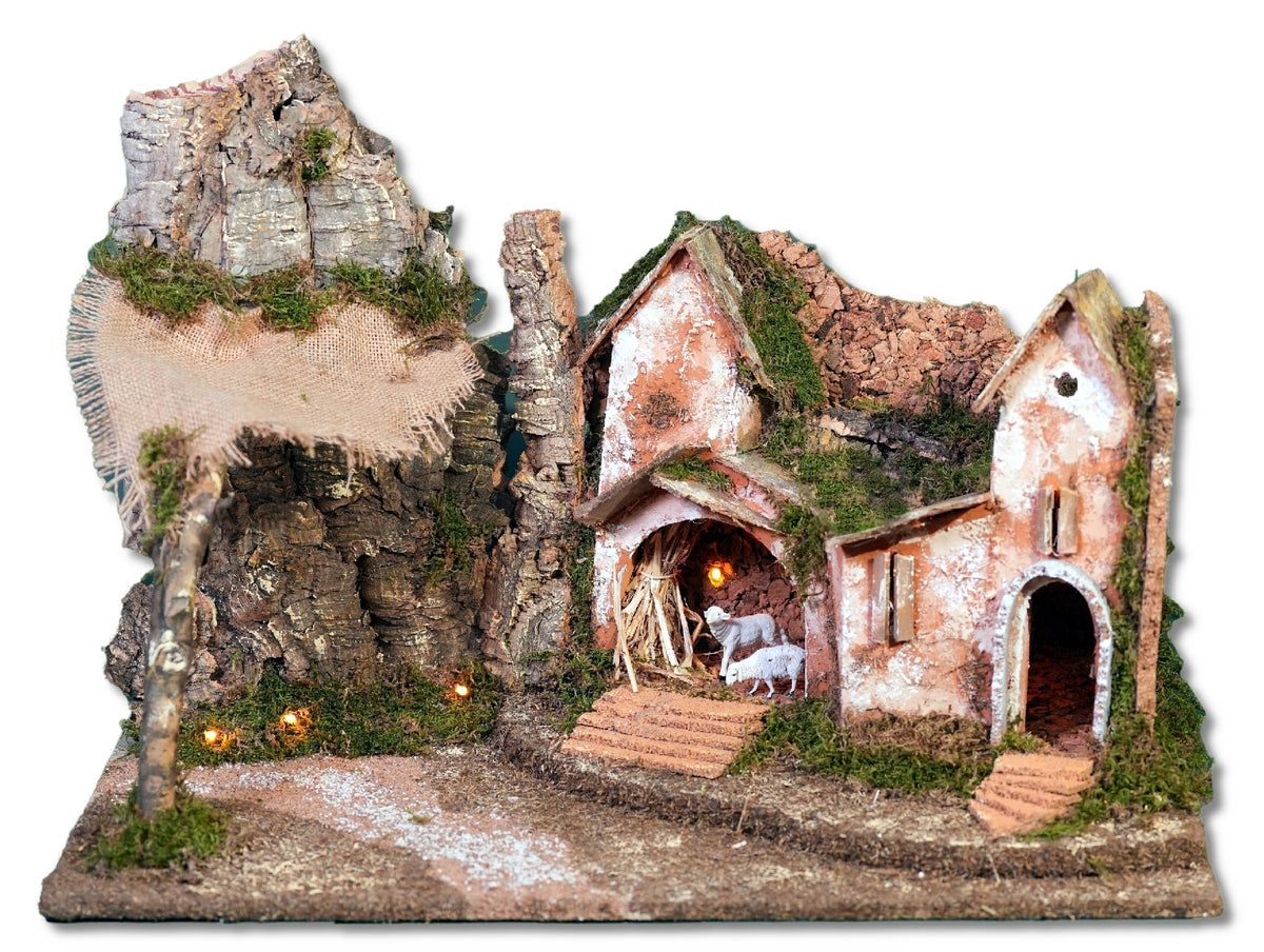 rossi rosa capanna con luce per presepe 33x18x24 cm ean 8018623879417