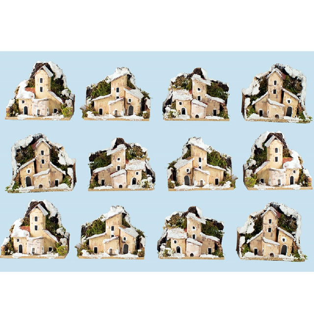rossi rosa case innevate per presepe 10x6 cm assortite ean 8018623001078