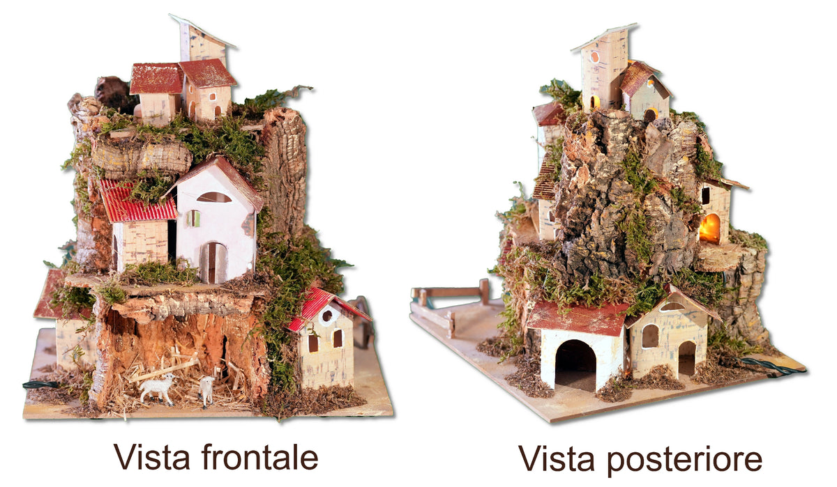 rossi rosa paesaggio a 360 con luci per presepe 24x21x26 cm ean 8018623123336