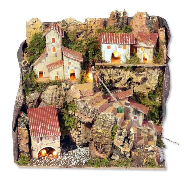 rossi rosa paesaggio per presepe con 10 luci 20x14x18 cm ean 8018623119858