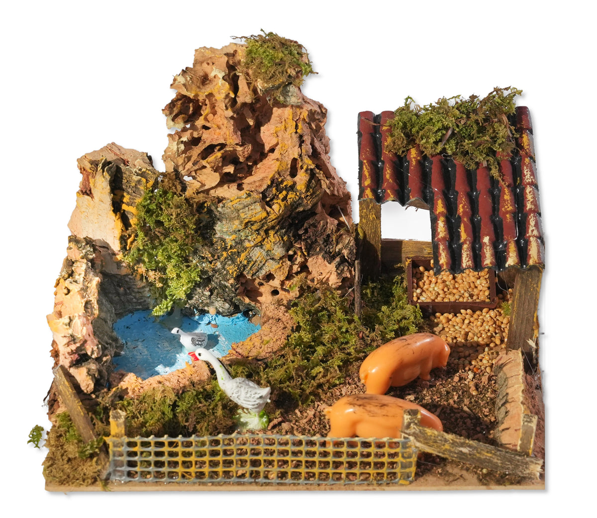 rossi rosa recinto con animali per presepe 20x14x12 cm ean 8018623120120