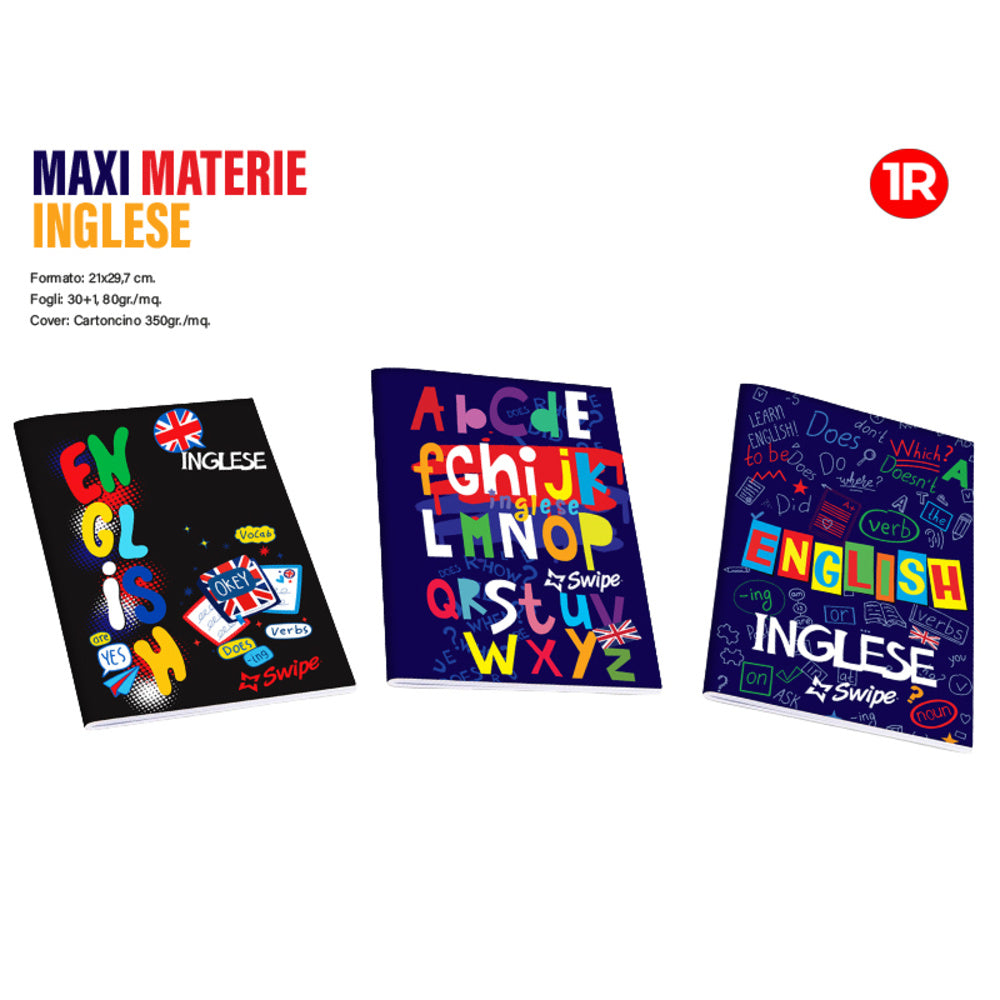 swipe quaderno a4 inglese assortiti rigatura 1r ean 8051944424409