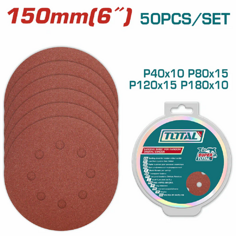 total carta vetrata circolare per levigatrice orbitale set 50 pz ean 6942210220806