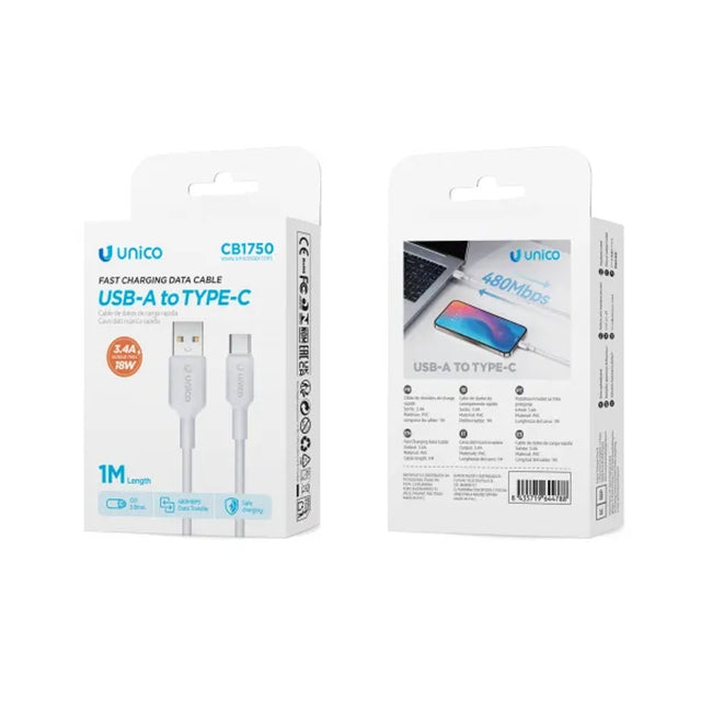 unico cavo usb a type c 3 4 a bianco 1 mt ean 8435719644788