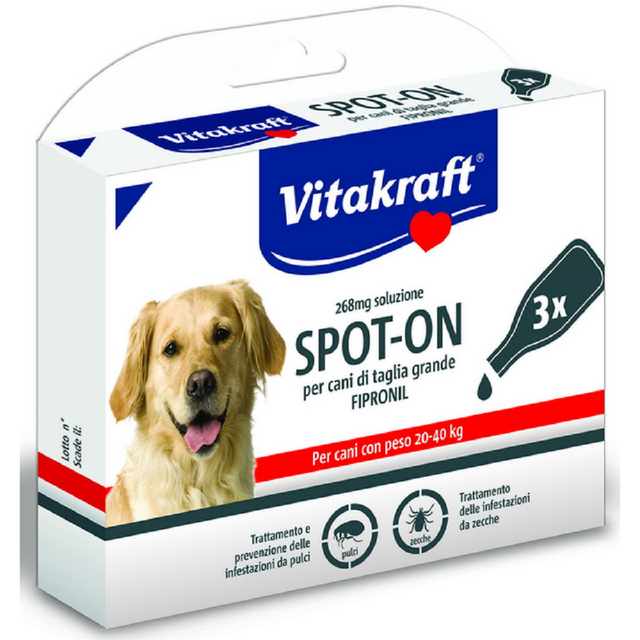 vitakraft antiparassitario vitakraft spot on cani 20 40 kg 3 fialette ean 8007229353681