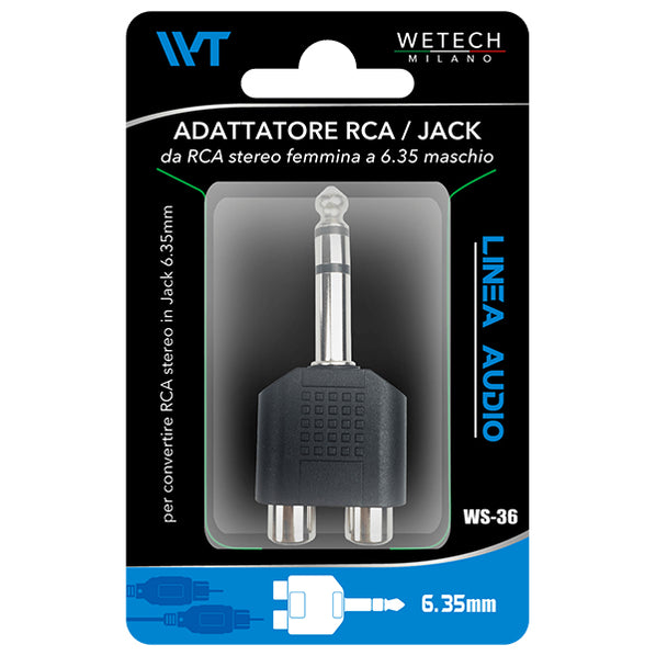 immagine-1-wetech-adattatore-audio-2rca-jack-635mm-wetech-ws36-ean-8033065771679