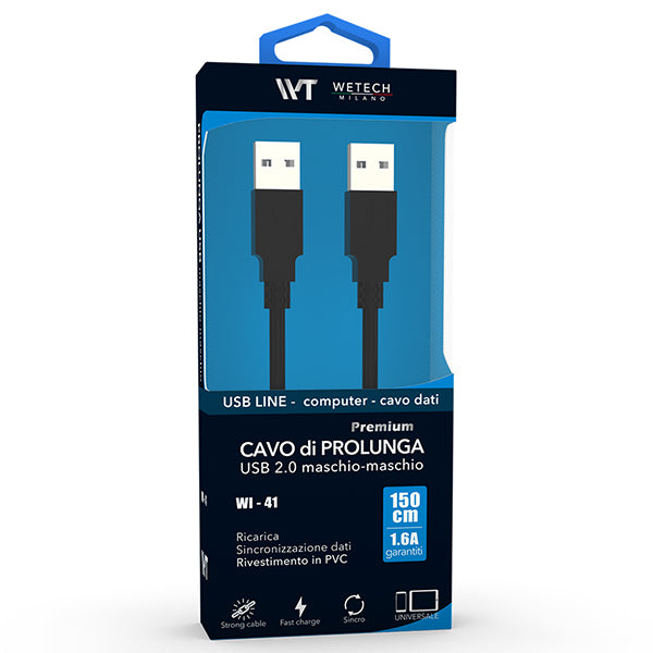 immagine-1-wetech-cavo-prolunga-usb-maschio-maschio-15-mt-wi41-ean-8033065774410