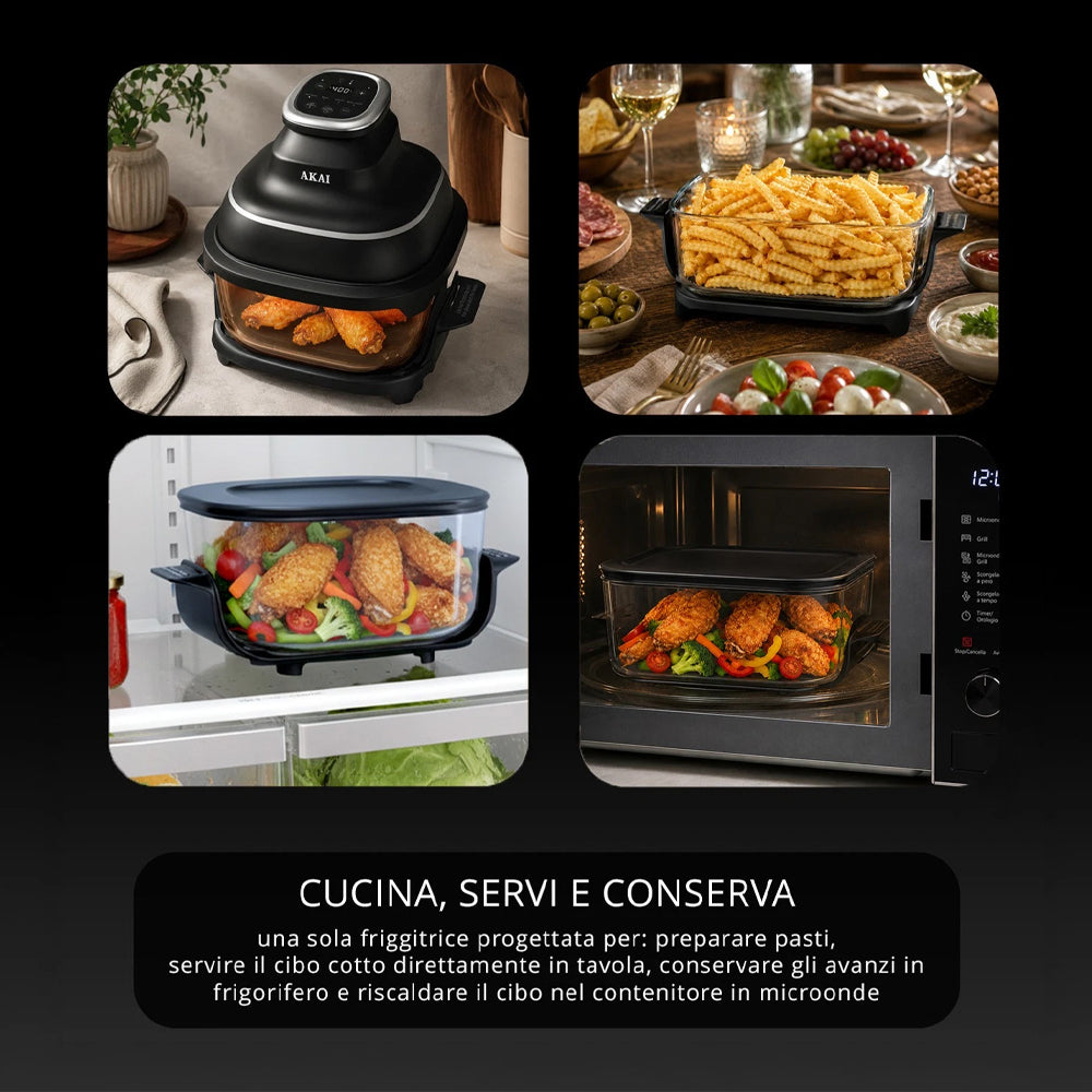 akai fornetto friggitrice airglass fryer nero ean 8052595952242