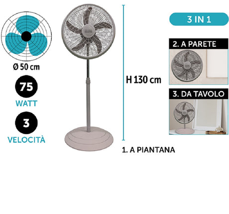coveri ventilatore piantana sabbia 3 in 1 50x130 cm 75 w ean 8024972108658