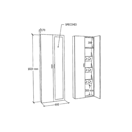 ctf scarpiera mirror con specchio 695x17x182 ean 8058333537290
