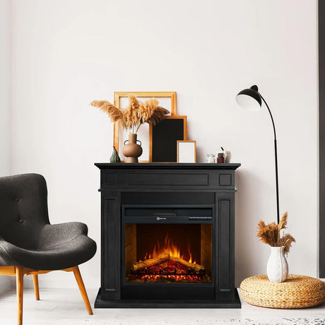 divina fire camino elettrico da terra jefferson legno nero ean 8056157809074