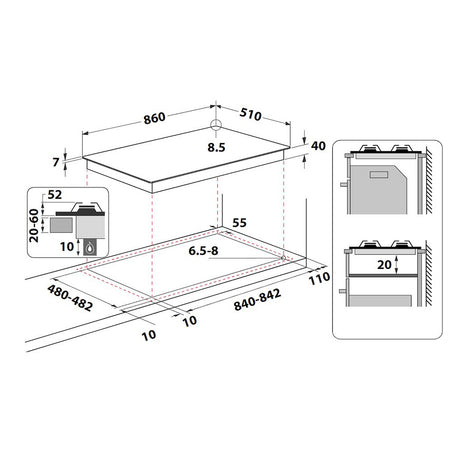 indesit piano cottura 90cm indesit 5f laterale in9522ix ean 8050147698983