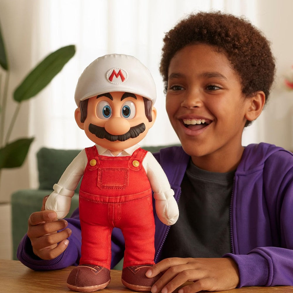 jakks super mario il peluche posabile fire mario di galaxy ean 0192995432369
